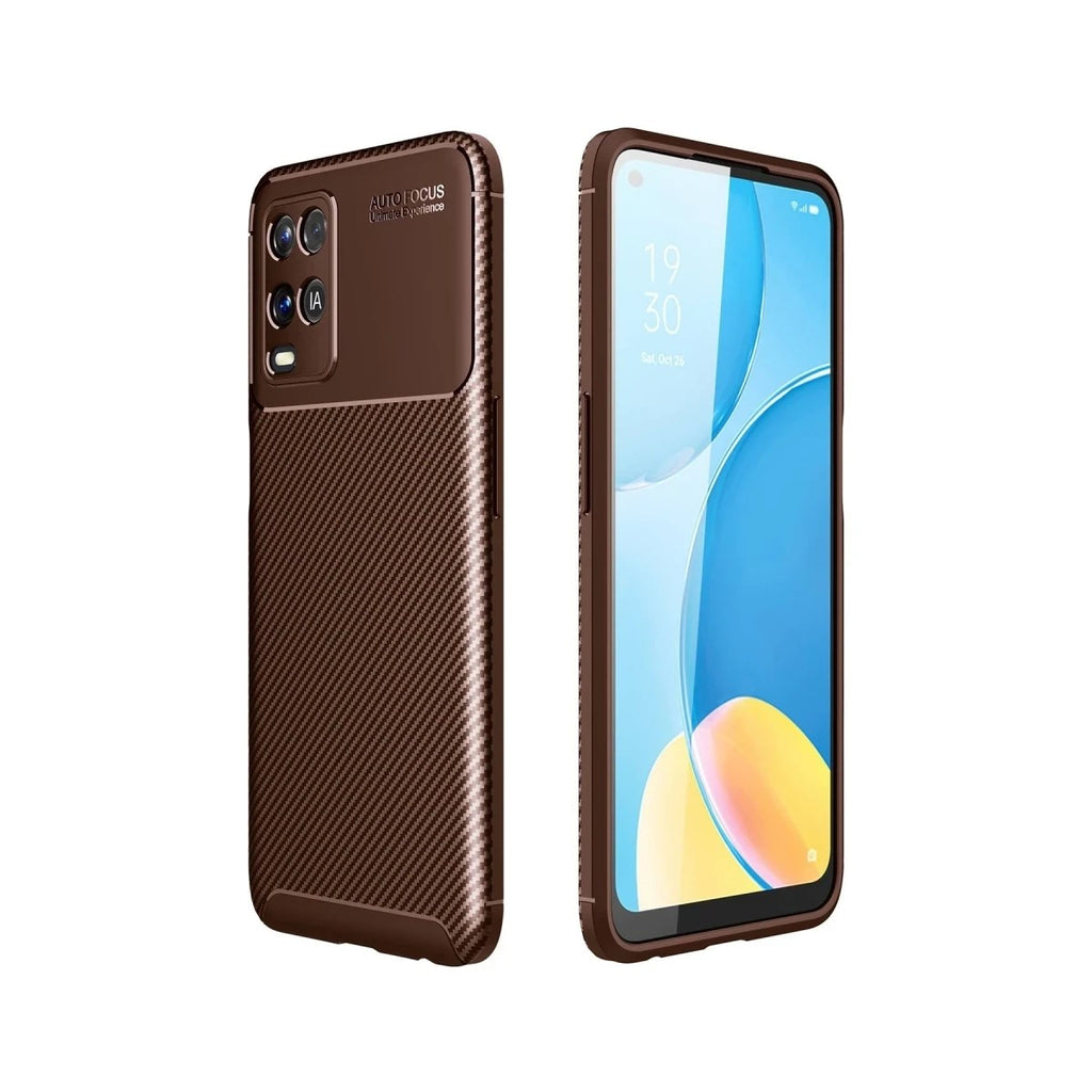 Mey İthalat® A54 4G Kılıf Auto Focus Karbon Kapak - Kahverengi