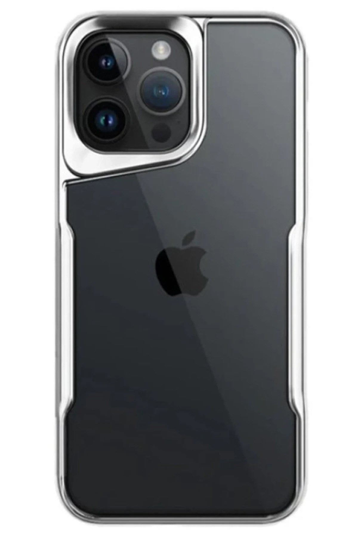 Mey İthalat® iPhone 15 Pro Max Kılıf Boyi Silikon Kapak - Gümüş