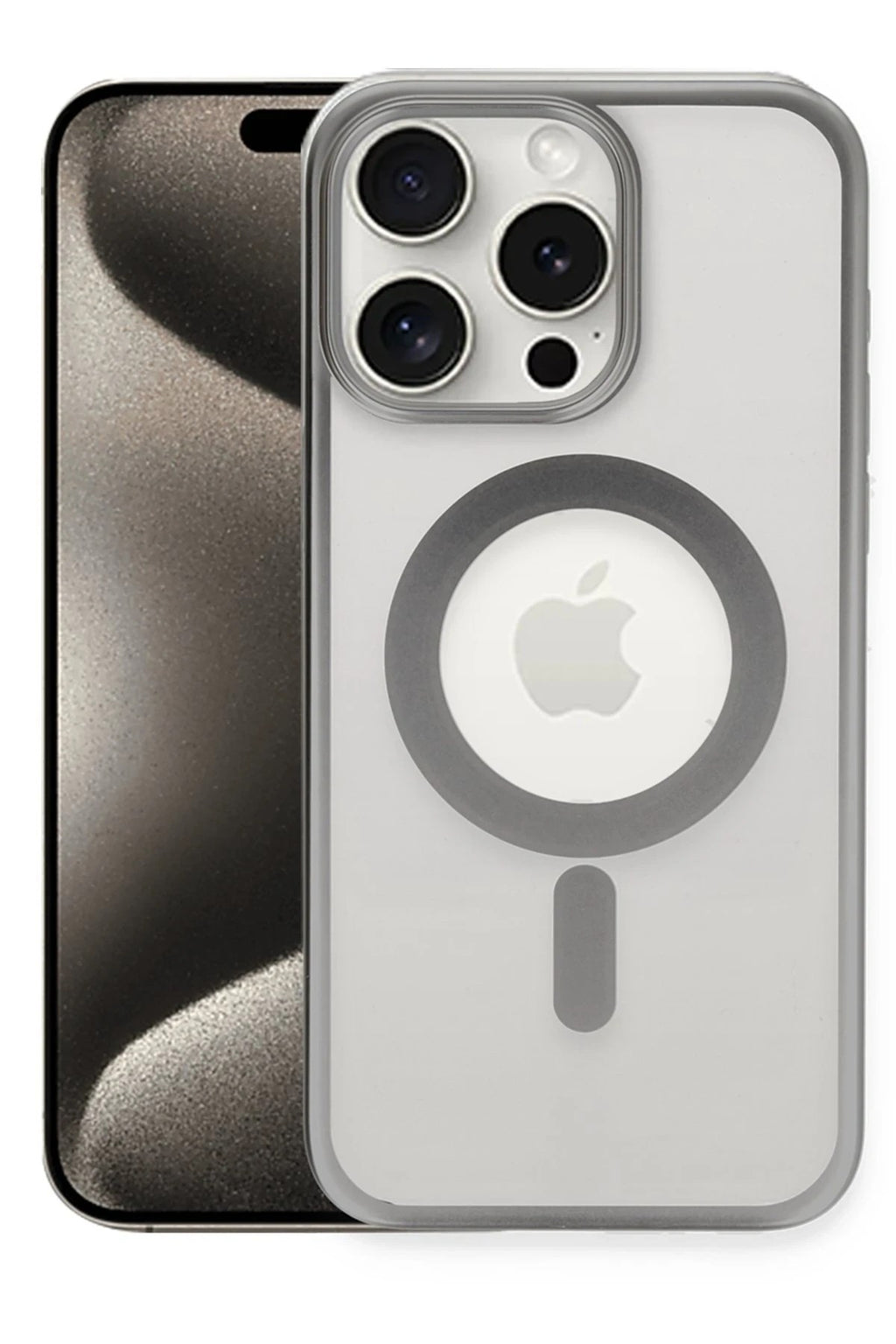 Mey İthalat® iPhone 15 Pro Kılıf Erozi Magsafe Kapak - Gümüş
