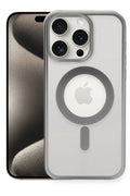 Mey İthalat® iPhone 15 Pro Kılıf Erozi Magsafe Kapak - Gümüş