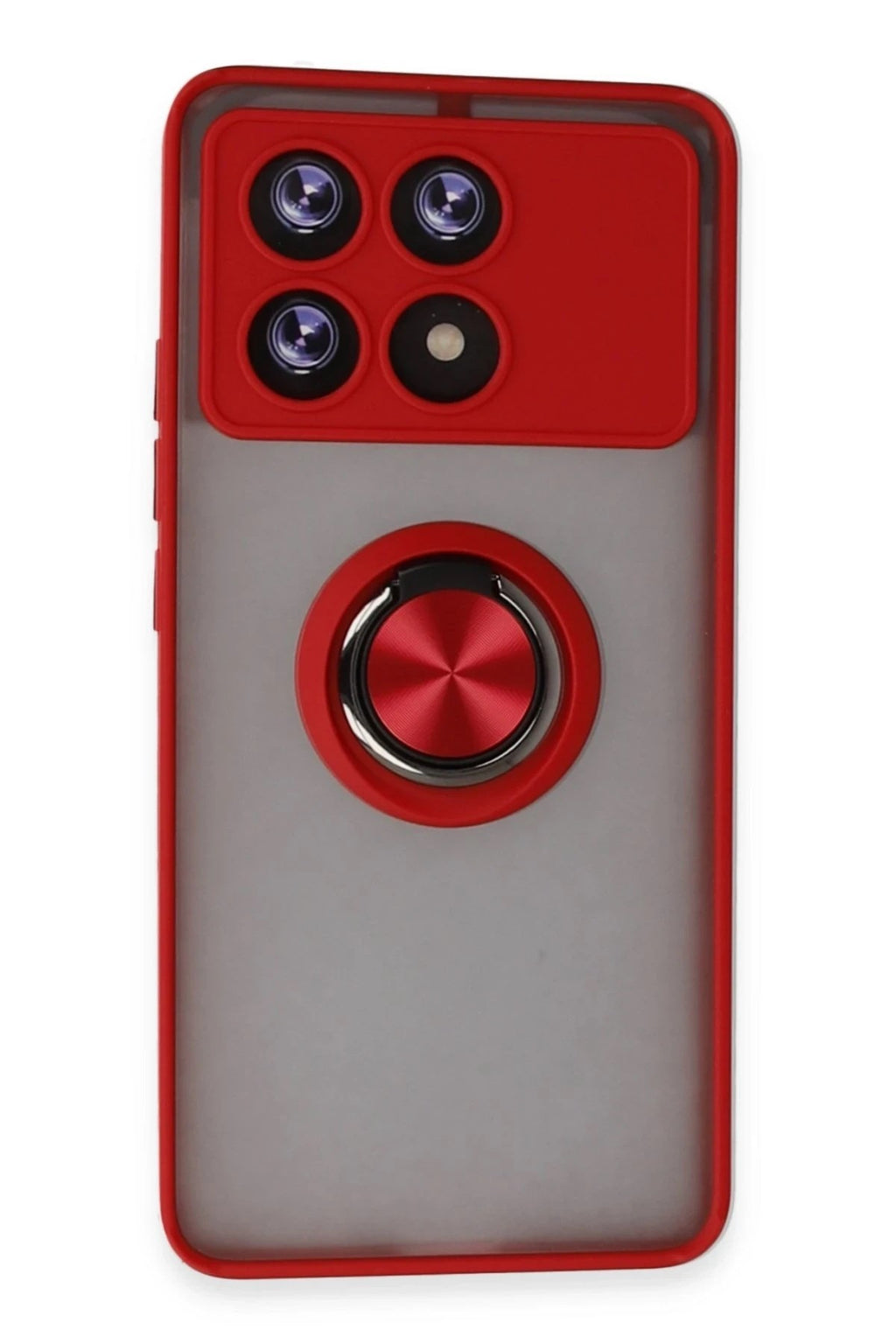 Mey İthalat® Poco X6 Pro Kılıf Montreal Yüzüklü Silikon Kapak - Kırmızı