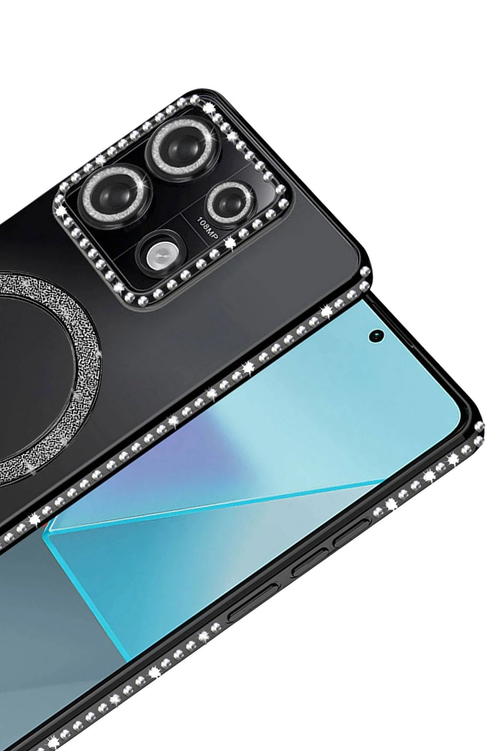 Mey İthalat® Redmi Note 13 Pro 4G Joke Simli Magneticsafe Kılıf - Siyah