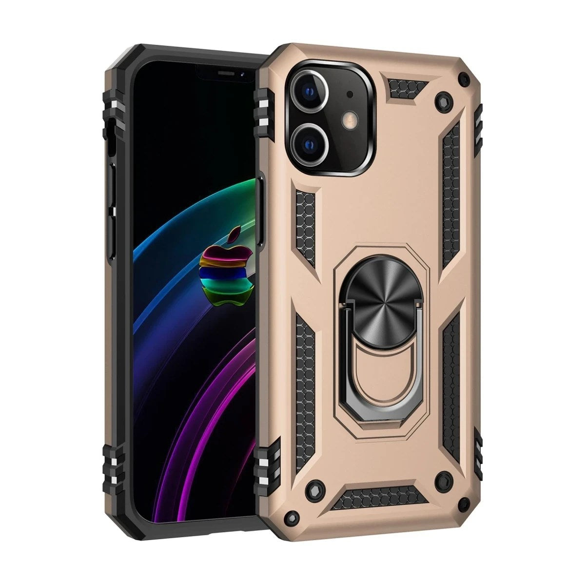 Mey İthalat® iPhone 12 Mini Kılıf Sofya Yüzüklü Silikon Kapak - Gold