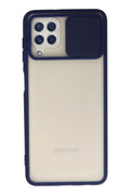 Mey İthalat® Samsung Galaxy A22 Kılıf Palm Buzlu Kamera Sürgülü Silikon - Lacivert