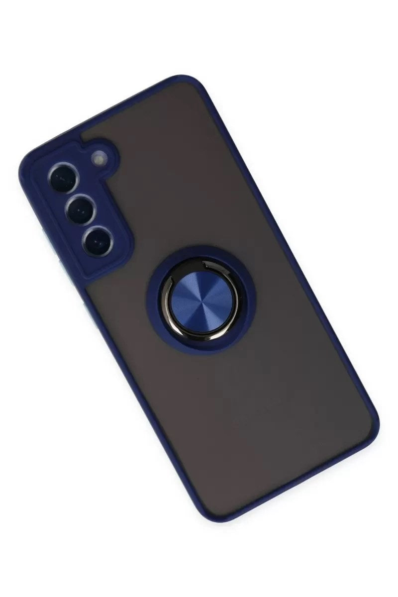 Mey İthalat® Samsung Galaxy S21 FE Kılıf Montreal Yüzüklü Silikon Kapak - Lacivert
