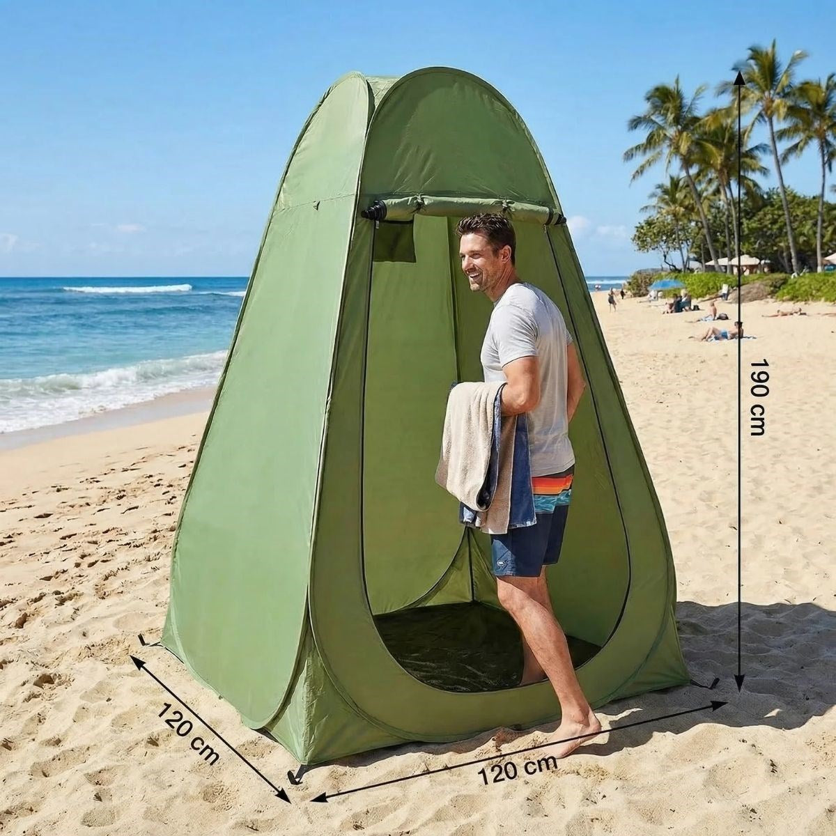 Tek Kişilik Yarı Otomatik Portatif Giyinme Kabini Çadırı – Plaj, Kamp, Duş ve Soyunma Kabini Outdoor Çadır 120x120x190 cm