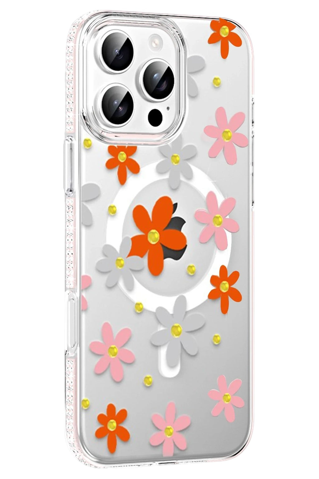 Mey İthalat® iPhone 16 Pro Floral Magsafe Kapak - Turuncu