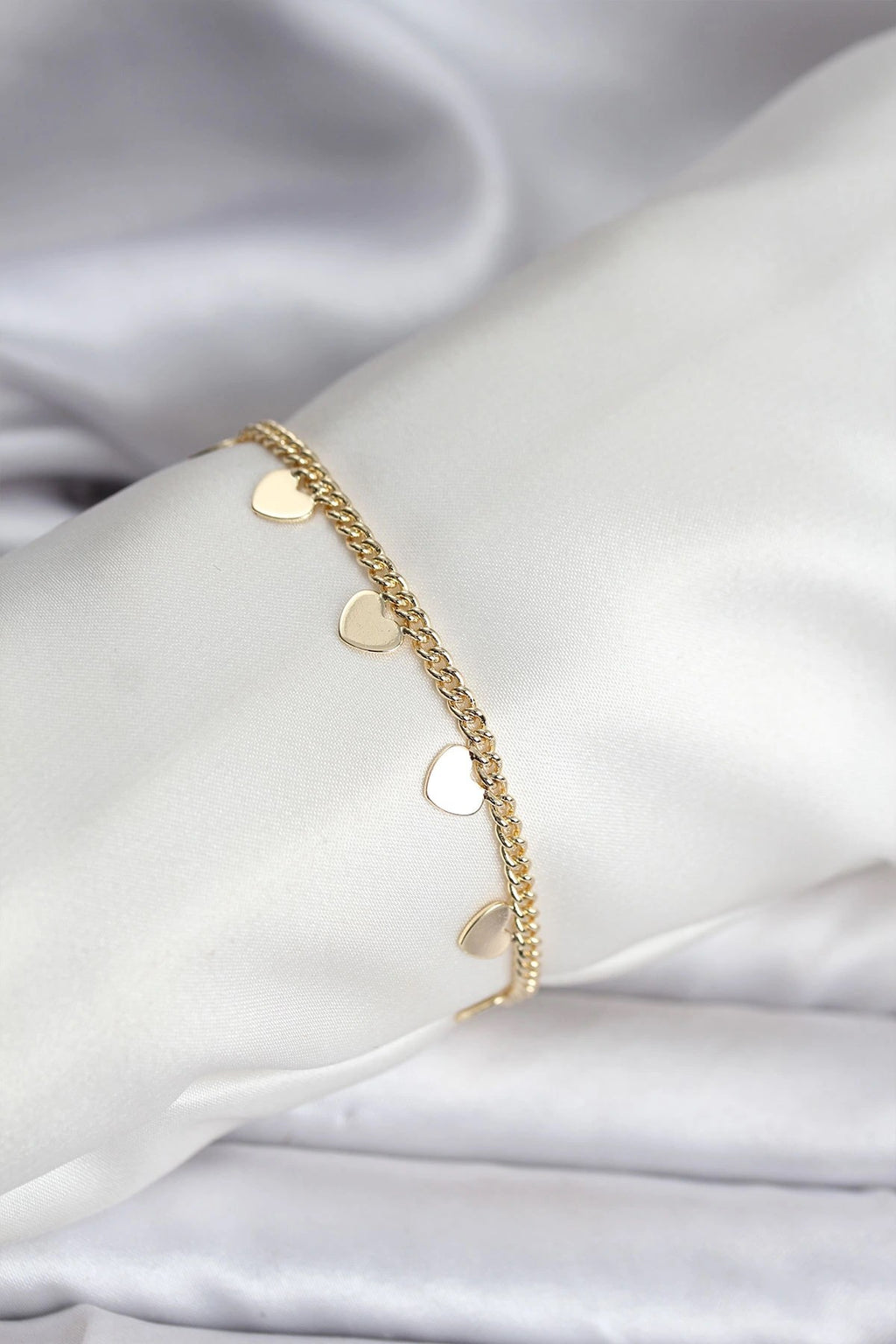 Mey İthalat® 14K Gold Renk Kaplama Kalpli Model CM Kadın Bileklik