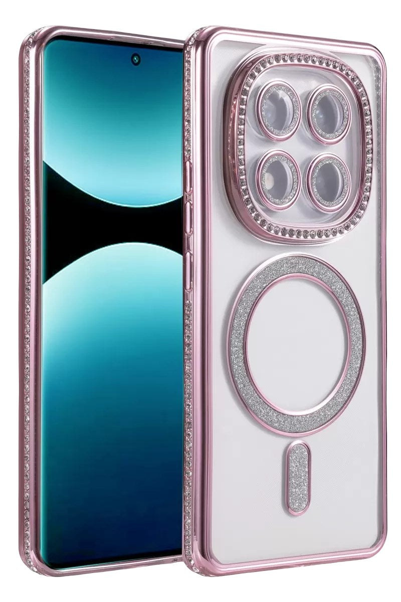 Mey İthalat® Redmi Note 15 Pro 5G Joke Simli Magneticsafe Kılıf - Pembe
