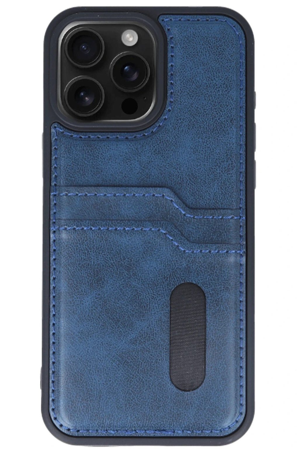 Mey İthalat® iPhone 15 Pro Max Kılıf Sara Kartvizitli Deri Kılıf - Lacivert