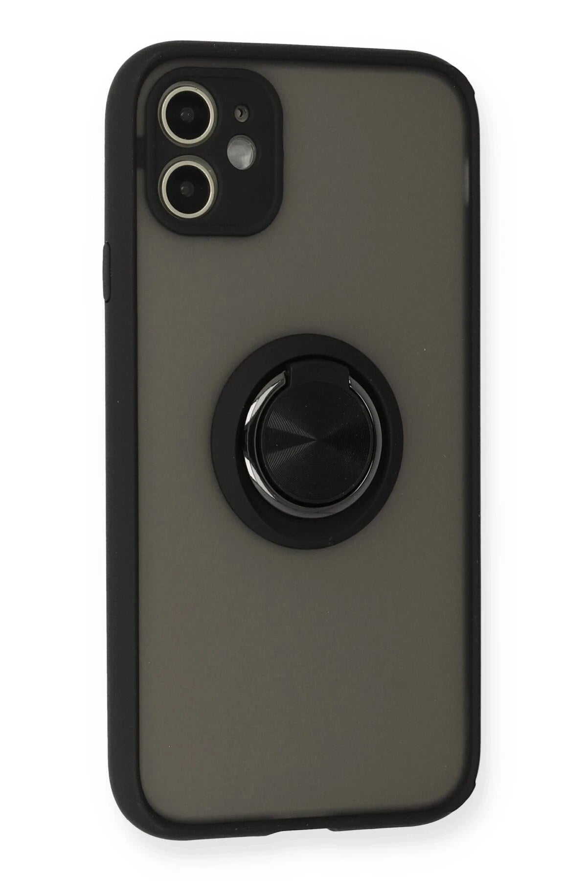 Mey İthalat® iPhone 11 Kılıf Montreal Yüzüklü Silikon Kapak - Siyah
