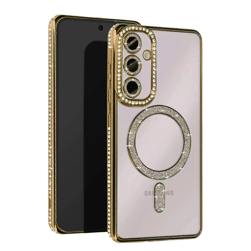 Mey İthalat® Samsung Galaxy A35 5G Joke Simli Magneticsafe Kılıf - Gold