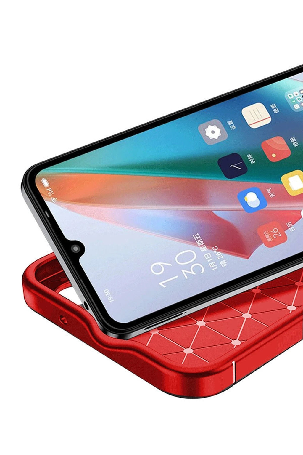 Mey İthalat® Samsung Galaxy A06 Kılıf Auto Focus Karbon Kapak - Kırmızı