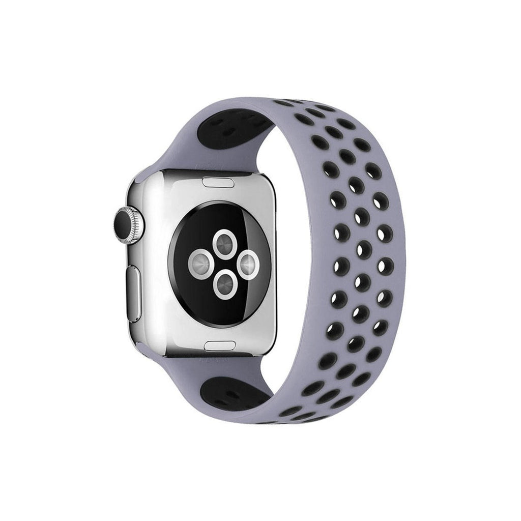Mey İthalat® Watch 38mm Ayarlı Delikli Silikon Kordon - Gri-Siyah