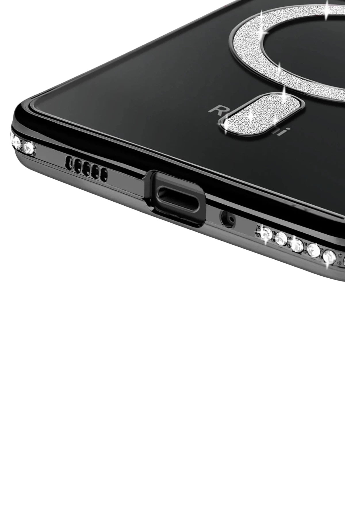 Mey İthalat® Redmi 14C Joke Simli Magneticsafe Kılıf - Siyah