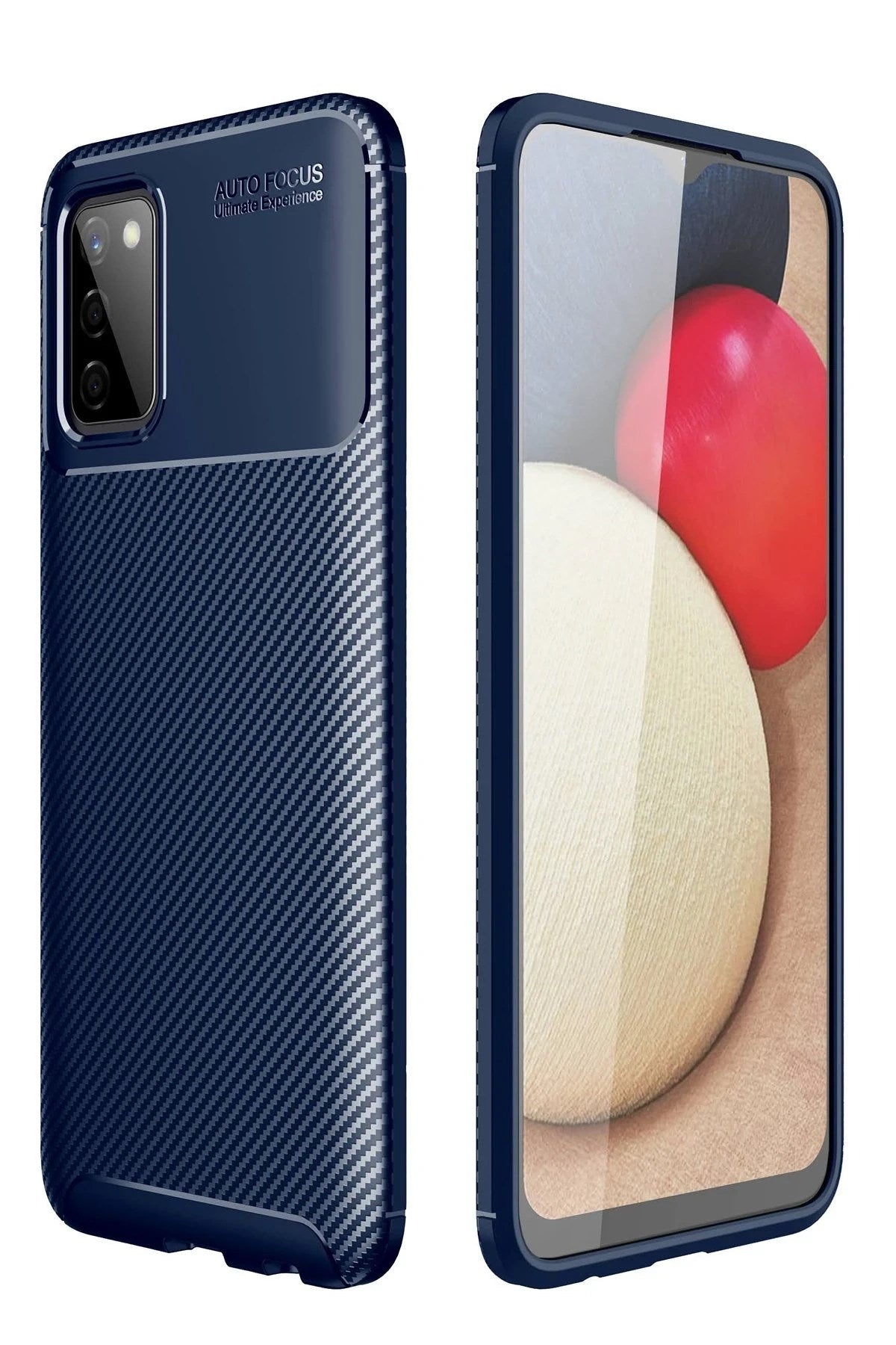 Mey İthalat® Samsung Galaxy A02S Kılıf Auto Focus Karbon Kapak - Lacivert