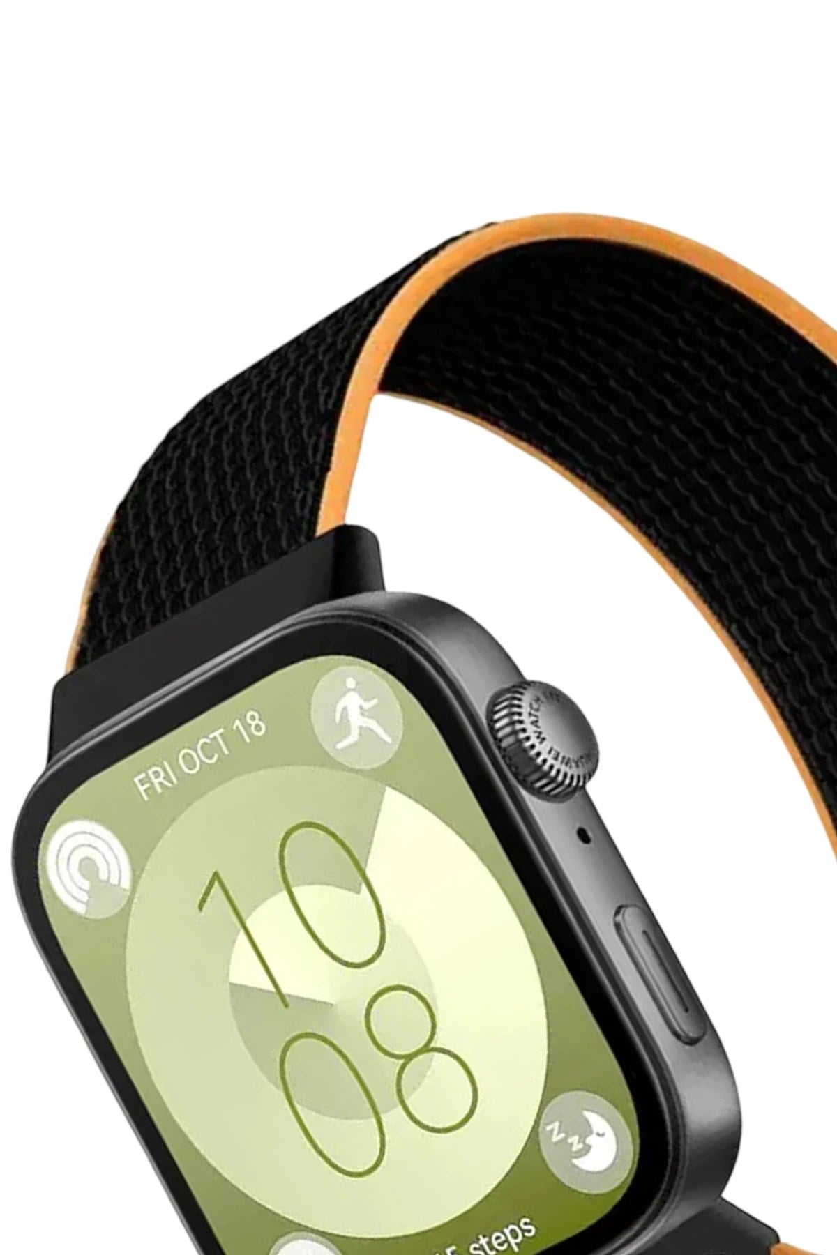 Mey İthalat® Huawei Fit 4 Hasırlı Cırtcırtlı Kordon - Siyah-Turuncu