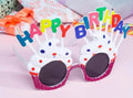 Mey İthalat® Happy Birthday Yazılı Beyaz Fuşya Renk Beyaz Pastalı Parti Gözlüğü 12x7 cm