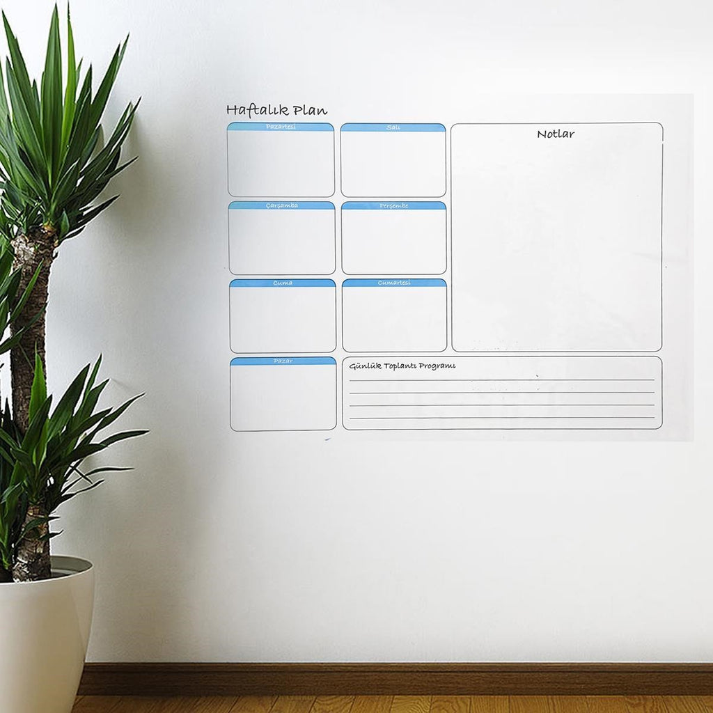 Haftalık Planlayıcı Manyetik Duvar Stickerı Takvim 56 cm x 70 cm
