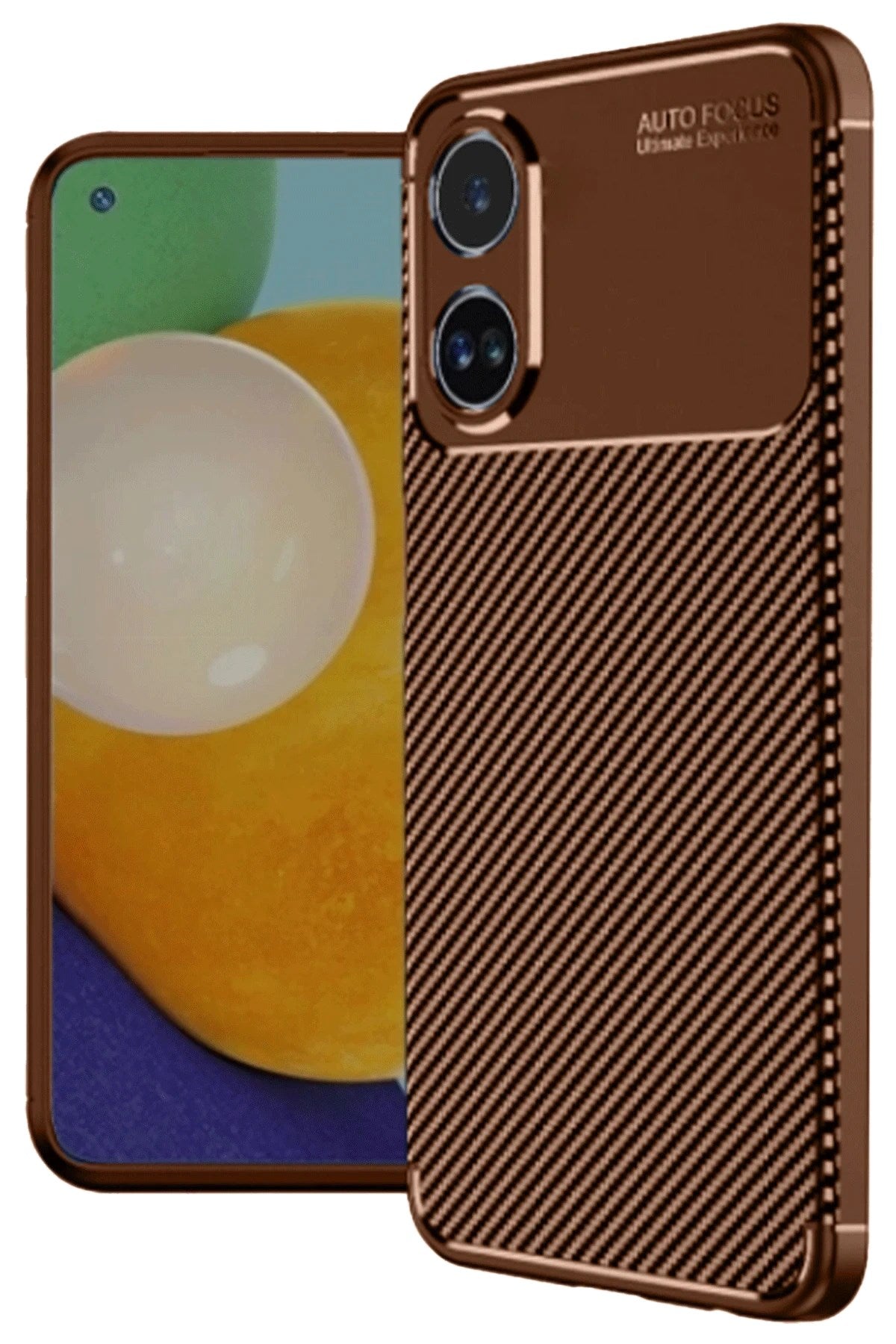 Mey İthalat® A60 Kılıf Auto Focus Karbon Kapak - Kahverengi