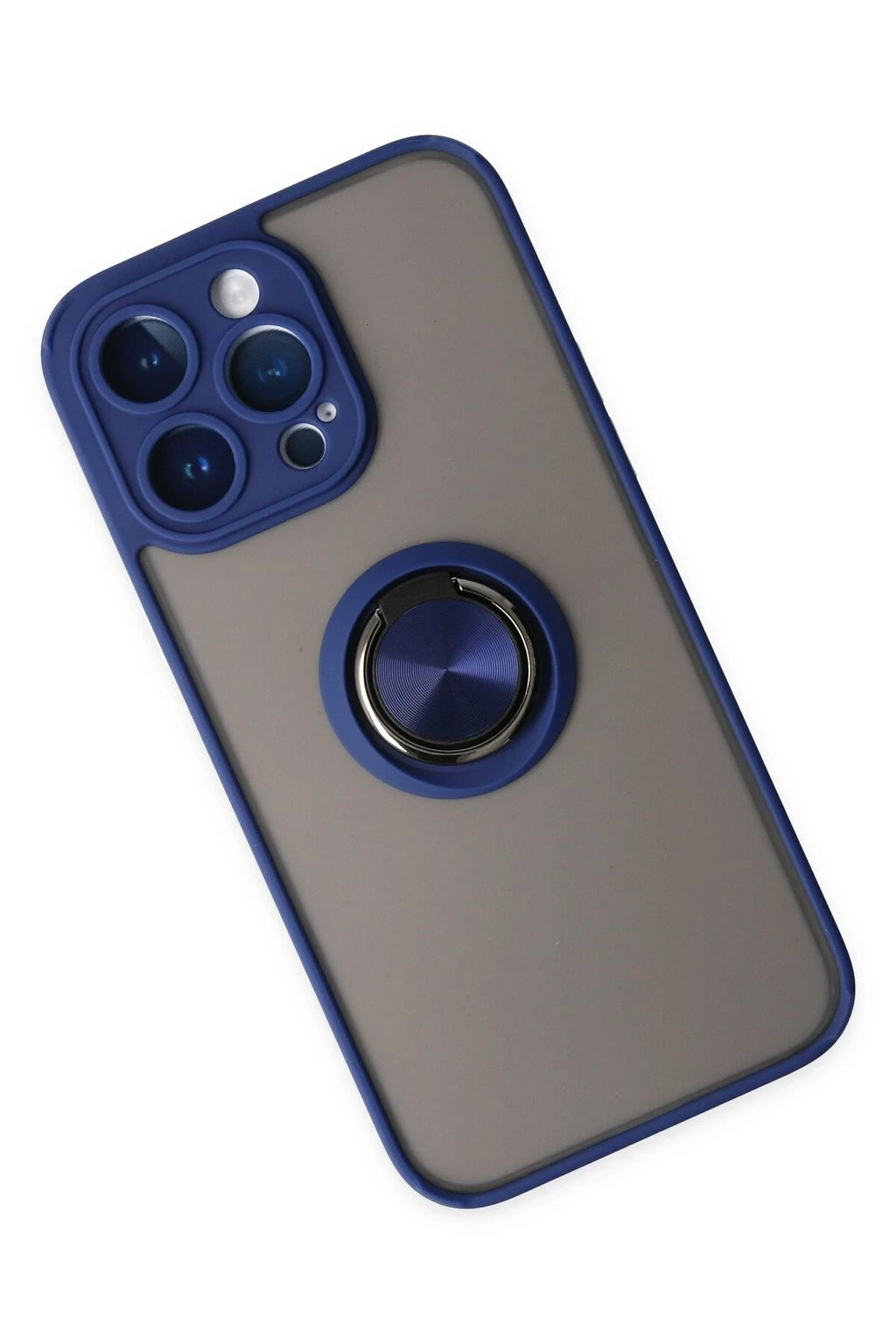 Mey İthalat® iPhone 14 Pro Kılıf Montreal Yüzüklü Silikon Kapak - Lacivert