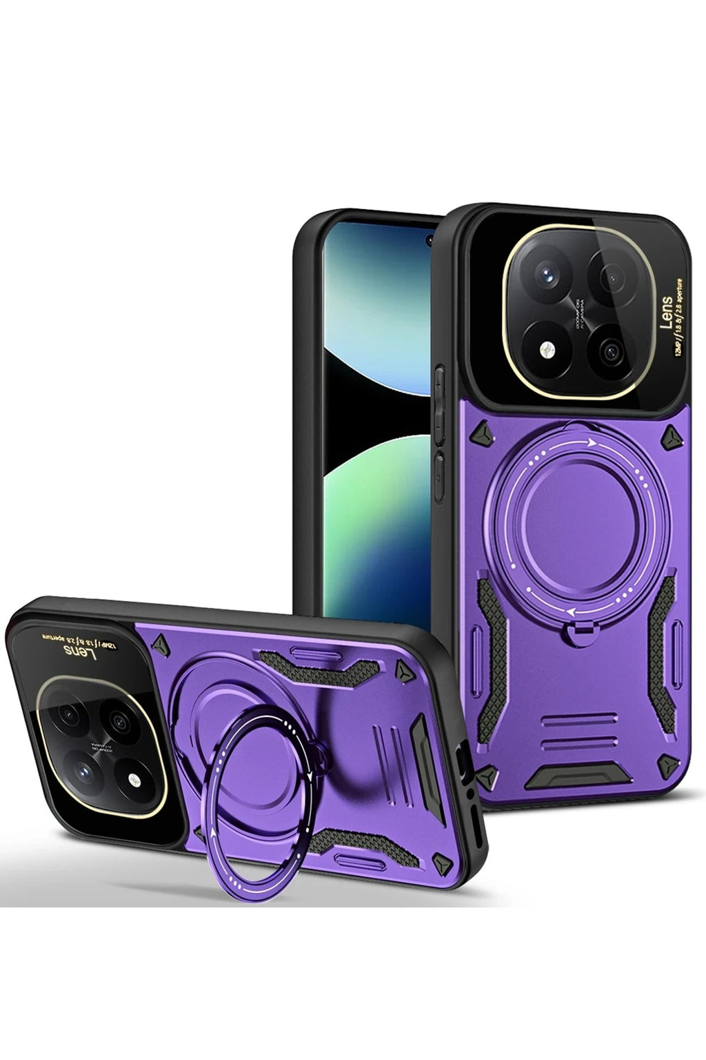 Mey İthalat® Redmi Note 14 Pro 5G Kılıf Joy Lens Standlı Kapak - Mor