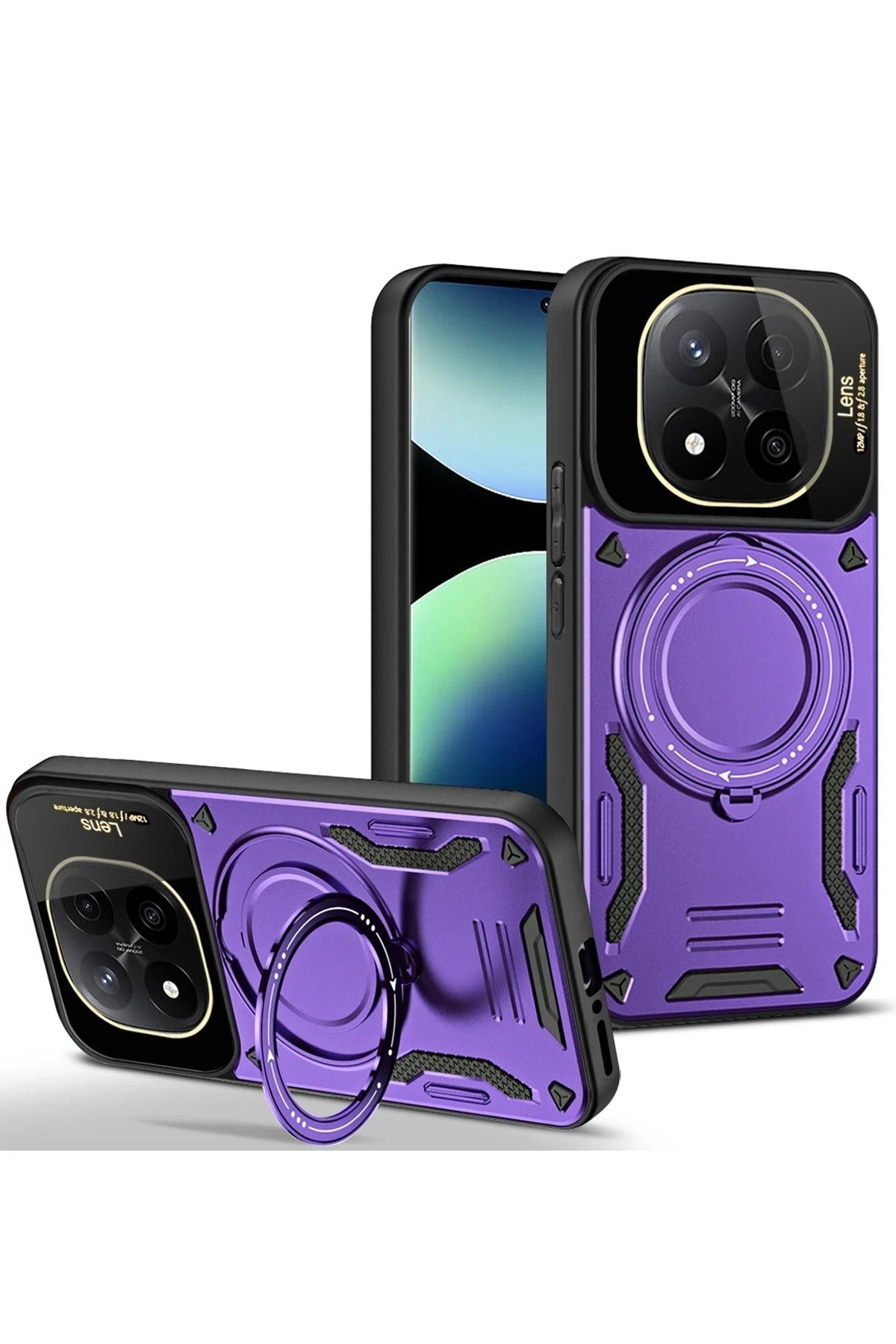 Mey İthalat® Redmi Note 14 Pro 5G Kılıf Joy Lens Standlı Kapak - Mor