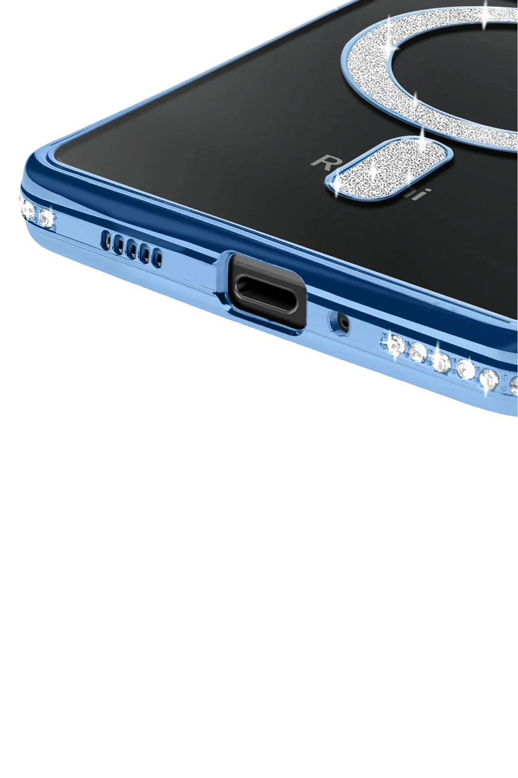 Mey İthalat® Redmi 14C Joke Simli Magneticsafe Kılıf - Mavi