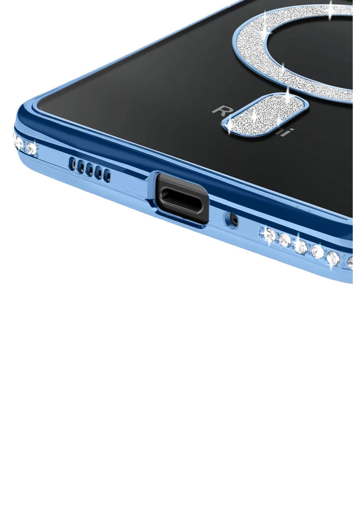 Mey İthalat® Redmi 14C Joke Simli Magneticsafe Kılıf - Mavi