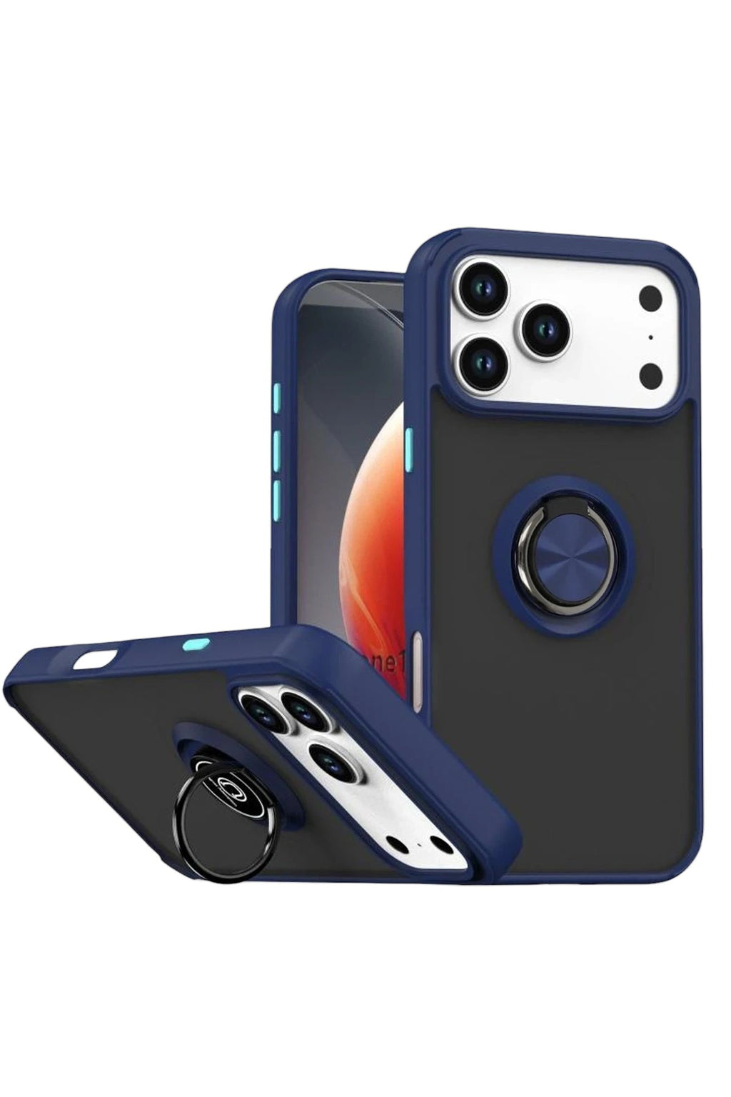 Mey İthalat® iPhone 17 Pro Montreal Yüzüklü Silikon Kapak - Lacivert
