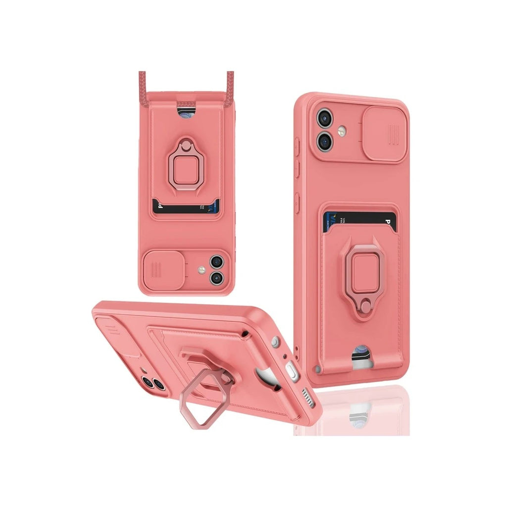 Mey İthalat® Samsung Galaxy A06 Kılıf Zuma Kartvizitli Yüzüklü Silikon - Pembe
