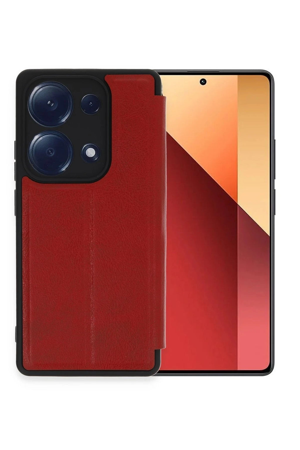 Mey İthalat® Redmi Note 13 Pro 4G Kılıf Flip Cover - Kırmızı