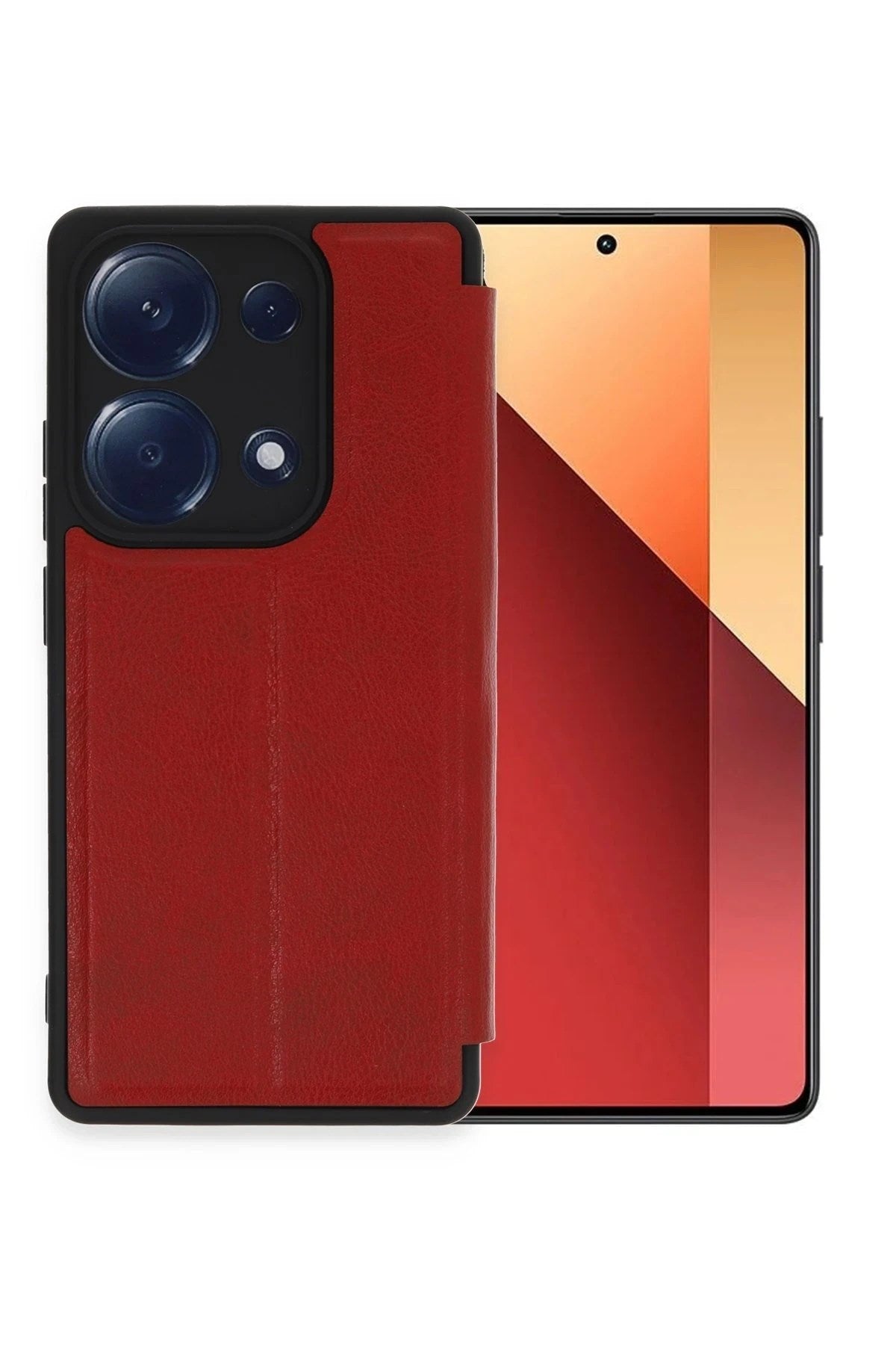 Mey İthalat® Redmi Note 13 Pro 4G Kılıf Flip Cover - Kırmızı