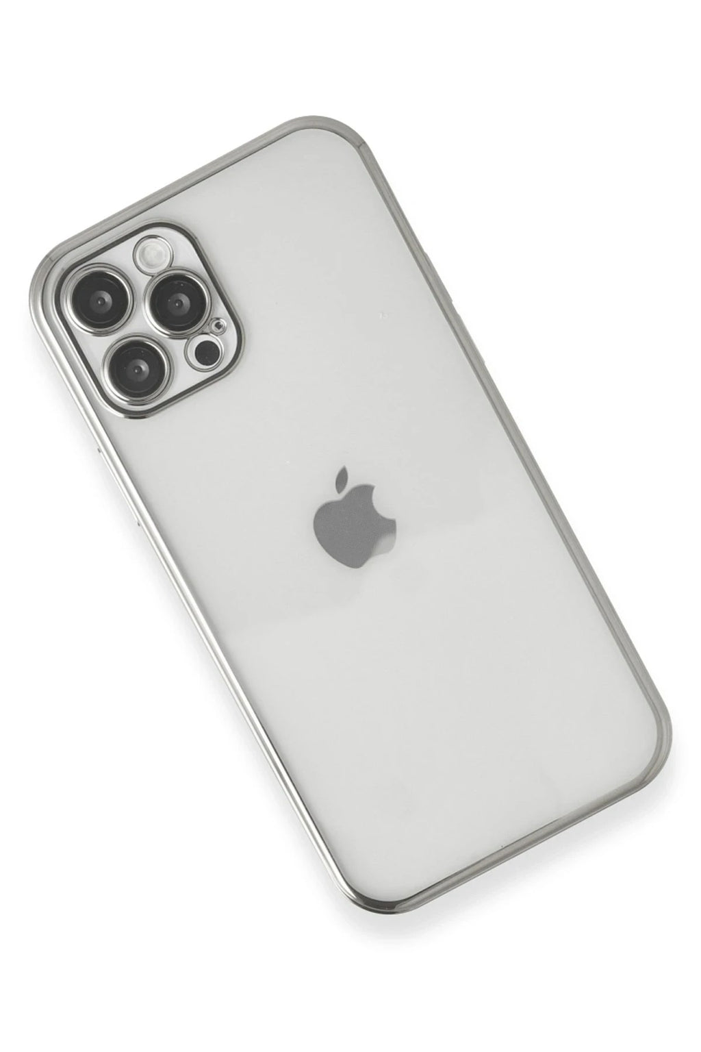 Mey İthalat® iPhone 12 Pro Max Kılıf Lensli Silikon - Gümüş