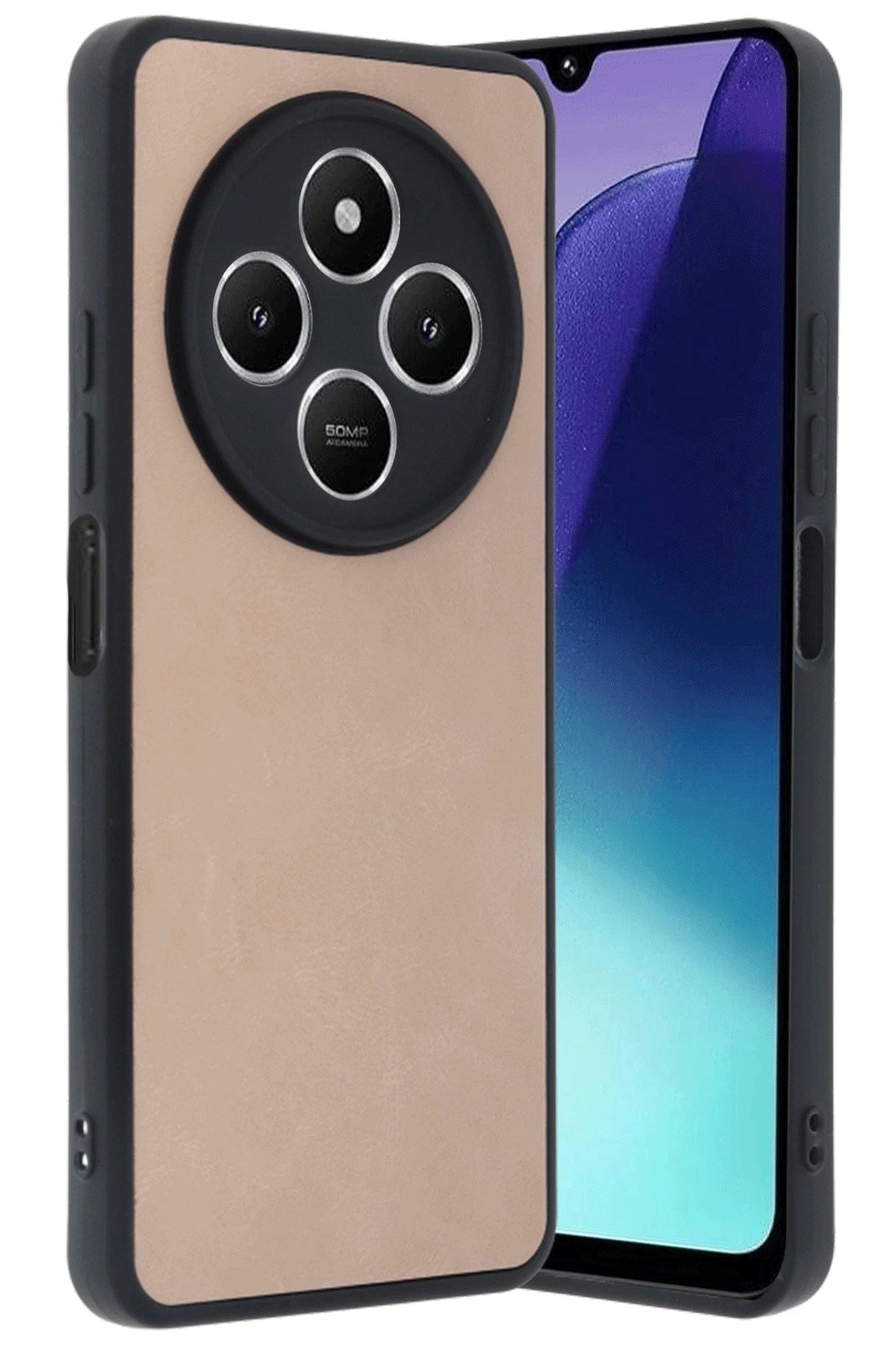 Mey İthalat® Redmi 14C Kılıf Aras Deri Kapak - Pudra
