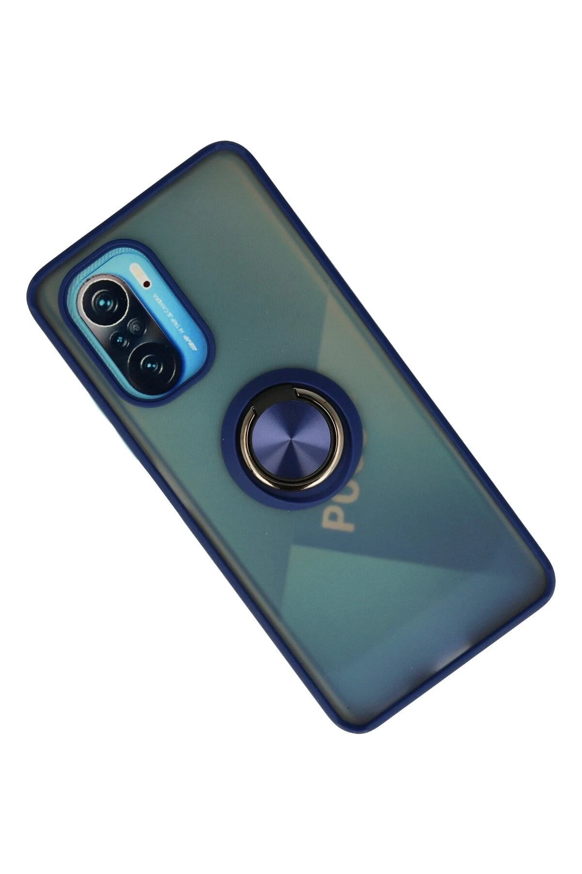 Mey İthalat® Redmi K40 Kılıf Montreal Yüzüklü Silikon Kapak - Lacivert