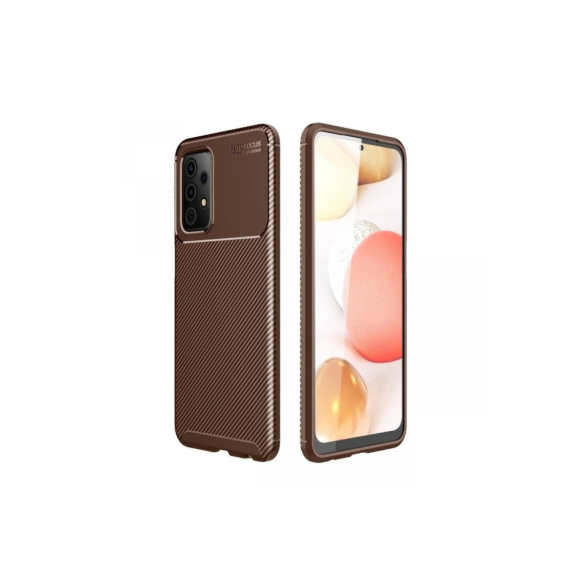 Mey İthalat® Samsung Galaxy A72 Kılıf Auto Focus Karbon Kapak - Kahverengi