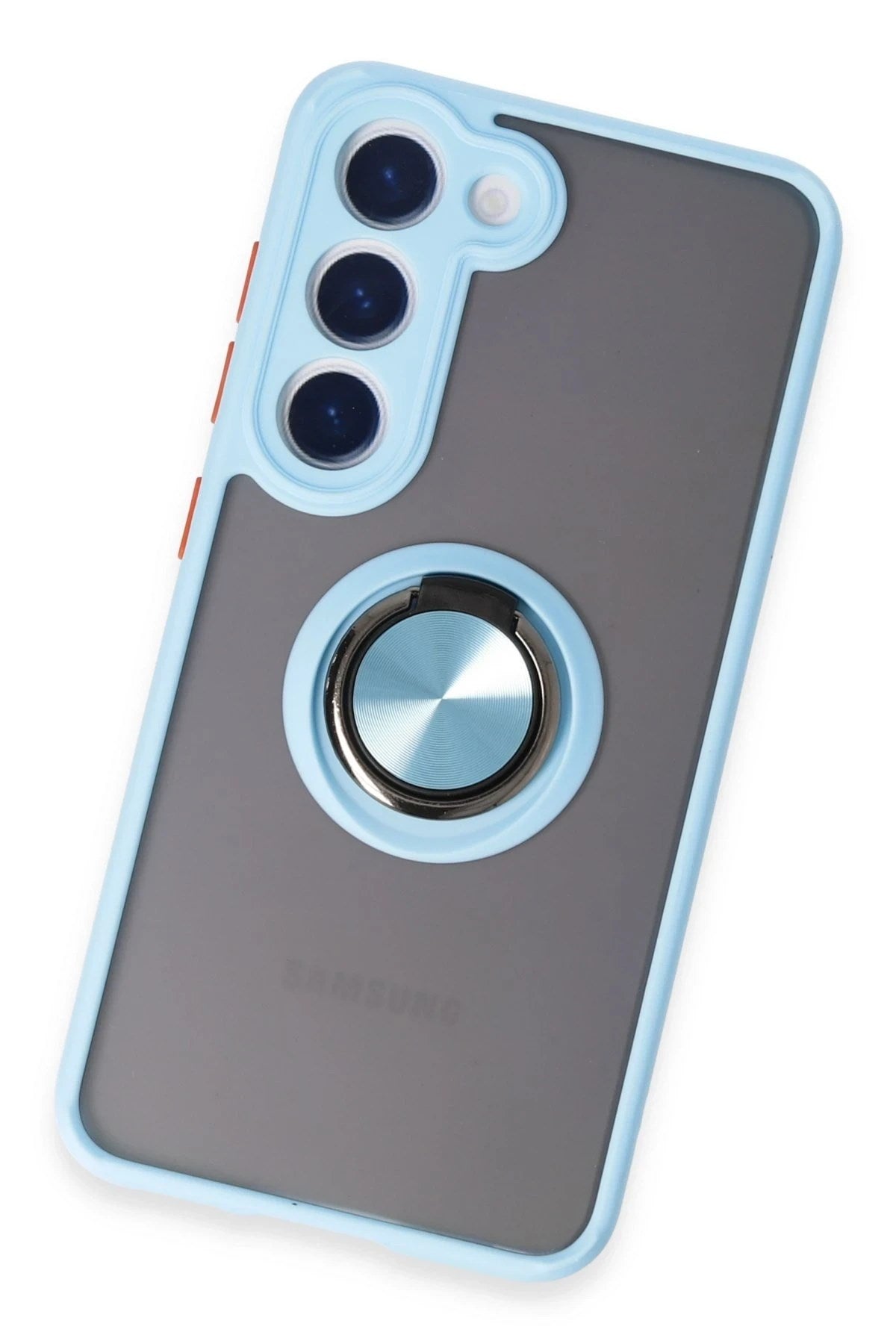 Mey İthalat® Samsung Galaxy S23 Kılıf Montreal Yüzüklü Silikon Kapak - Buz Mavi