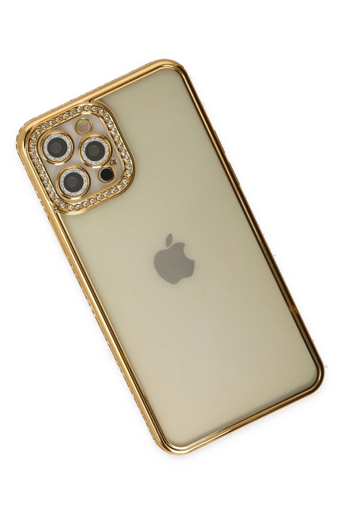 Mey İthalat® iPhone 12 Pro Kılıf Joke Taşlı Silikon - Gold
