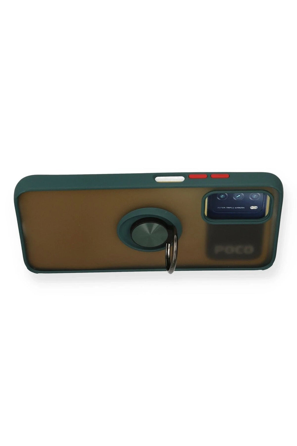Mey İthalat® Redmi 9T Kılıf Montreal Yüzüklü Silikon Kapak - Yeşil