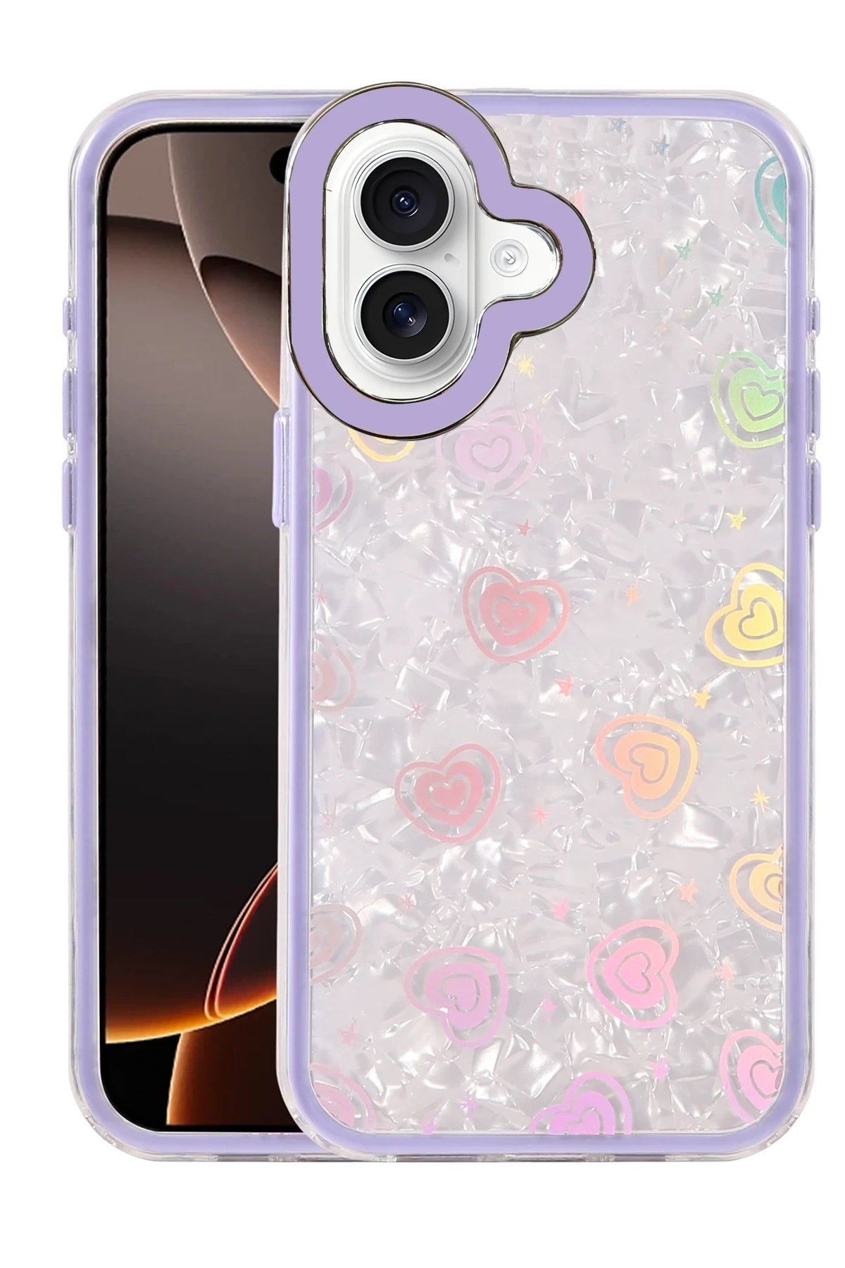 Mey İthalat® iPhone 16 Lumi Desenli Kapak - Mor