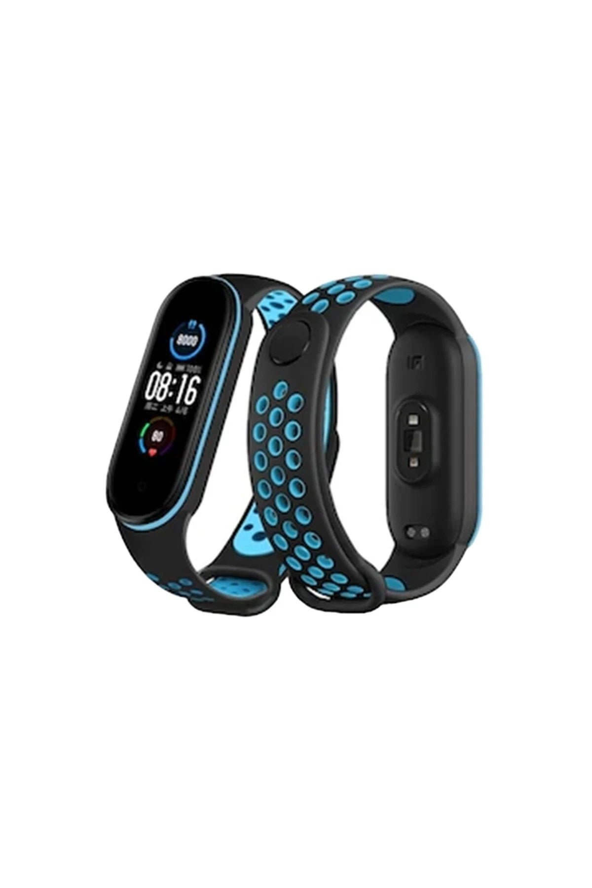 Mey İthalat® Mi Band 4 Spor Delikli Kordon - Siyah-Mavi
