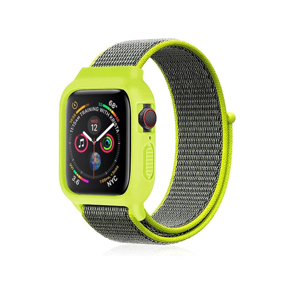 Mey İthalat® Watch 42mm Hasırlı Cırtcırtlı Kasalı Kordon - Yeşil