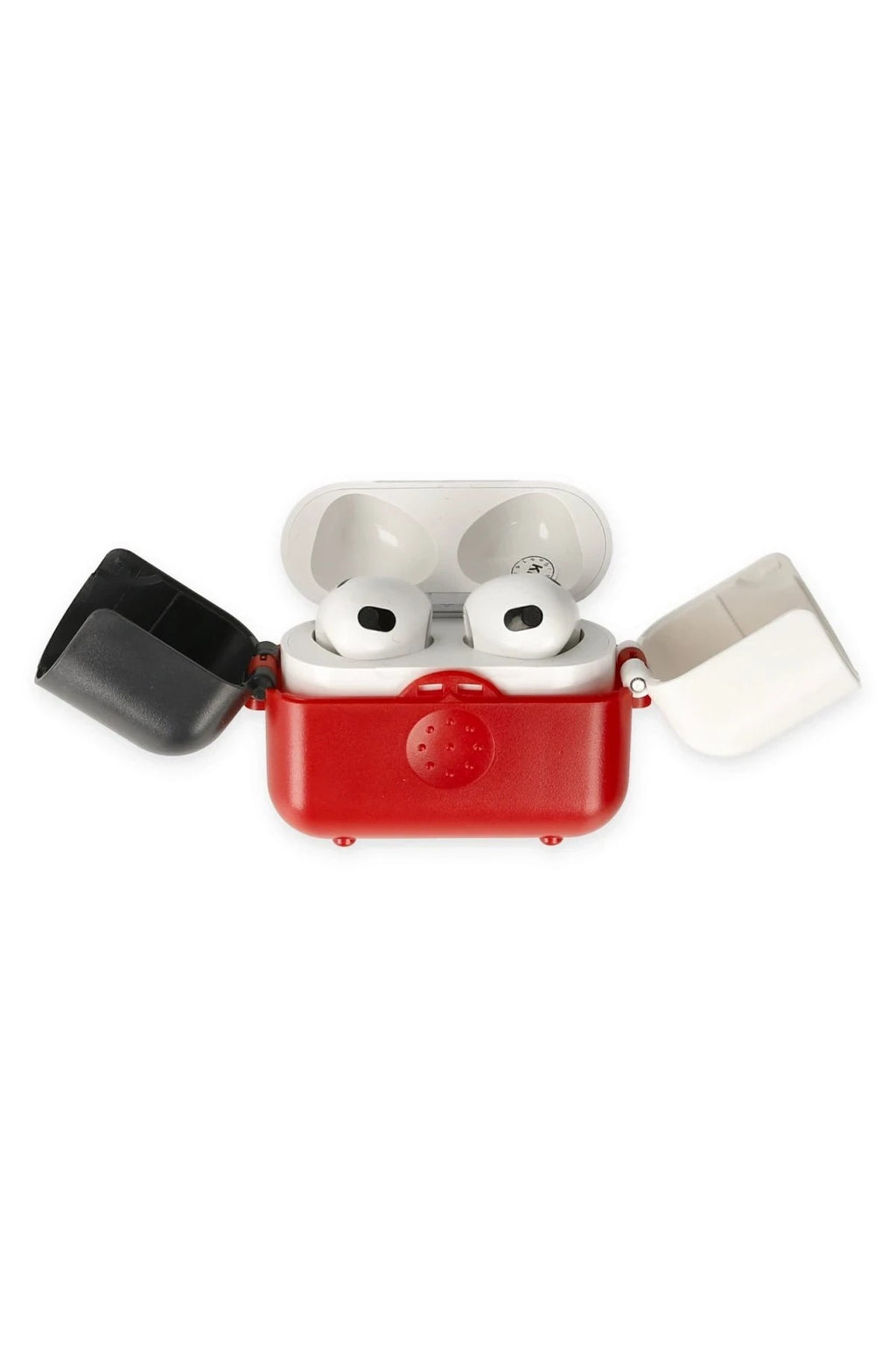 Mey İthalat® Airpods 3 (3.nesil) Basmalı Kılıf - Kırmızı-Siyah-Beyaz