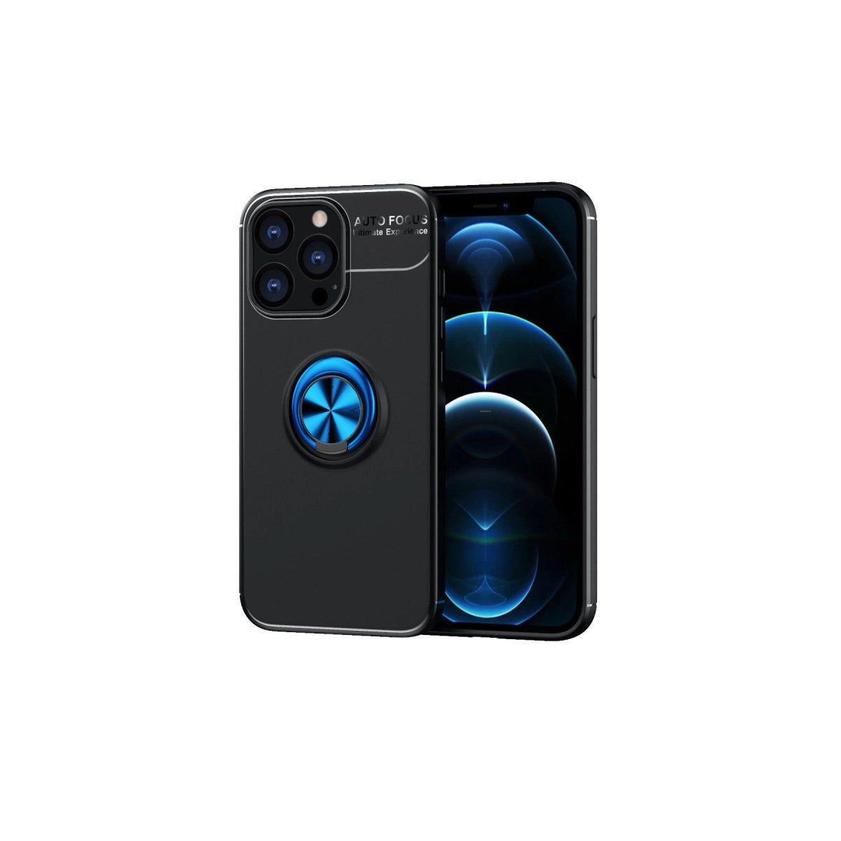 Mey İthalat® iPhone 13 Pro Kılıf Range Yüzüklü Silikon - Siyah-Mavi