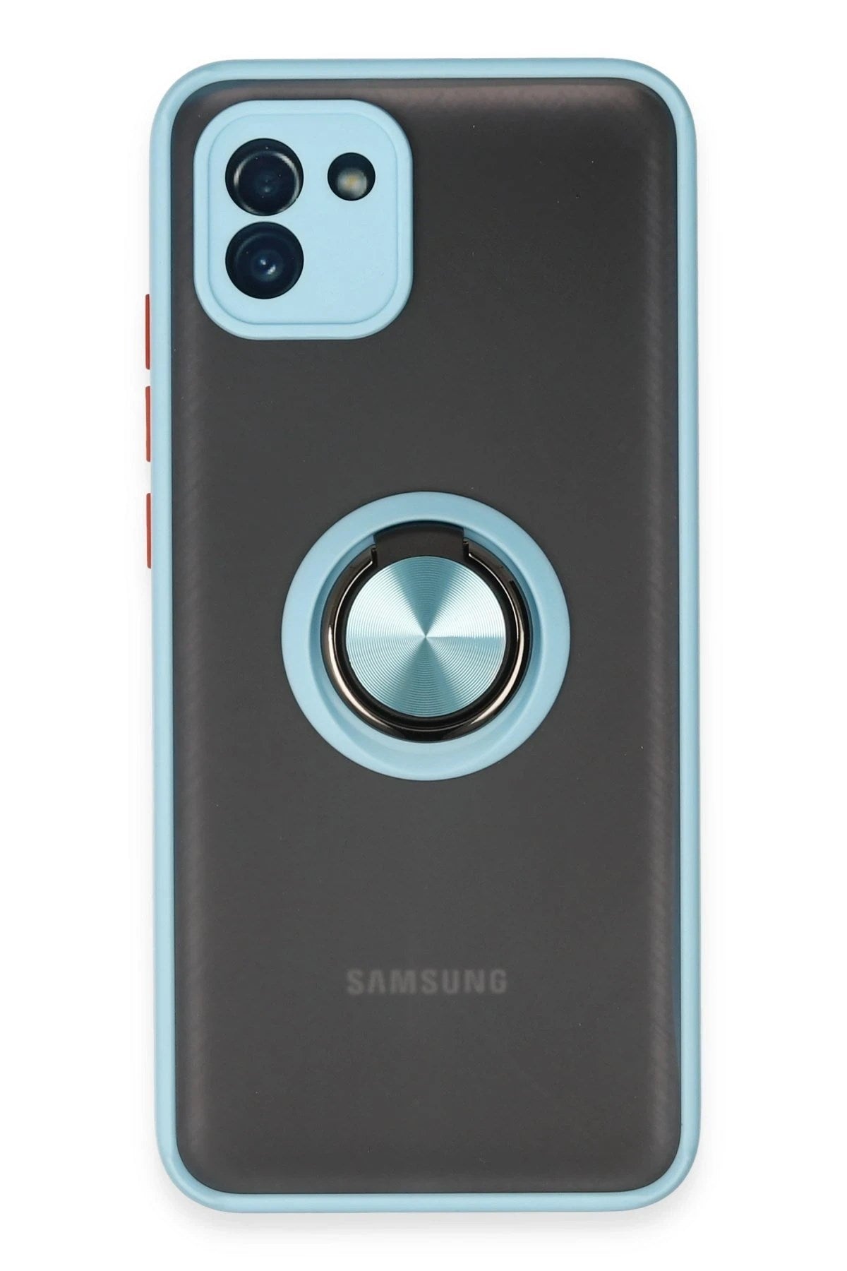 Mey İthalat® Samsung Galaxy A03 Kılıf Montreal Yüzüklü Silikon Kapak - Buz Mavi