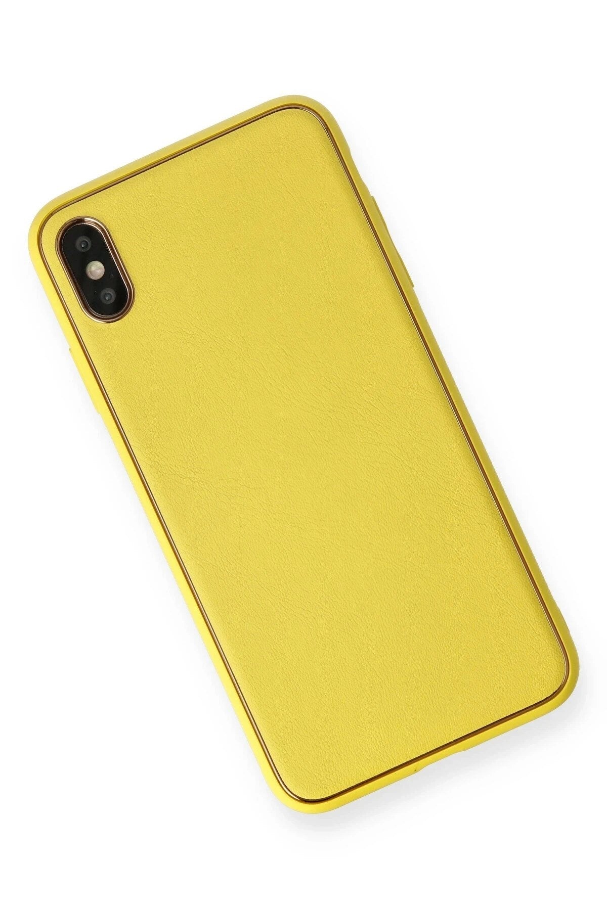 Mey İthalat® iPhone XS Max Kılıf Coco Deri Silikon Kapak - Sarı