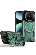 Mey İthalat® Redmi Note 14 Pro Plus Kılıf Joy Lens Standlı Kapak - Koyu Yeşil
