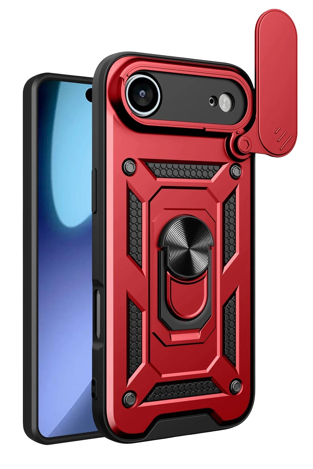 Mey İthalat® iPhone 17 Air Pars Lens Yüzüklü Silikon - Kırmızı