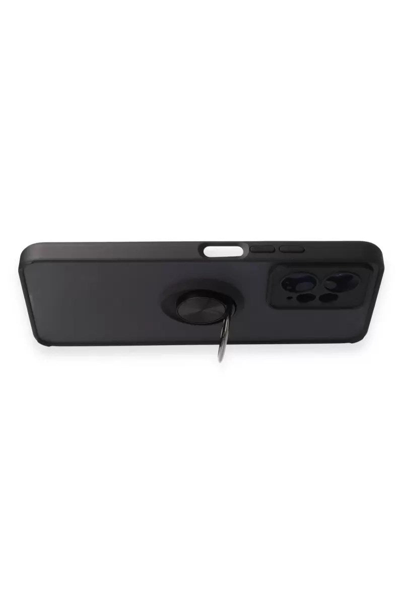 Mey İthalat® Redmi Note 12 4G Kılıf Montreal Yüzüklü Silikon Kapak - Siyah